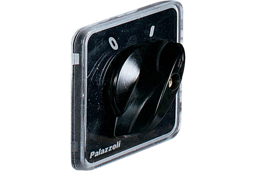 Black handles with aluminium front plate and transparent protection for flush-mounting IP54